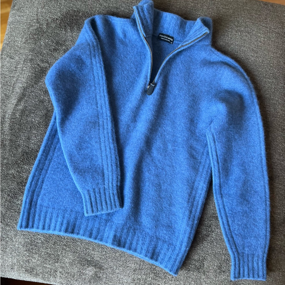 Australian merino wool turtleneck half zip sweater